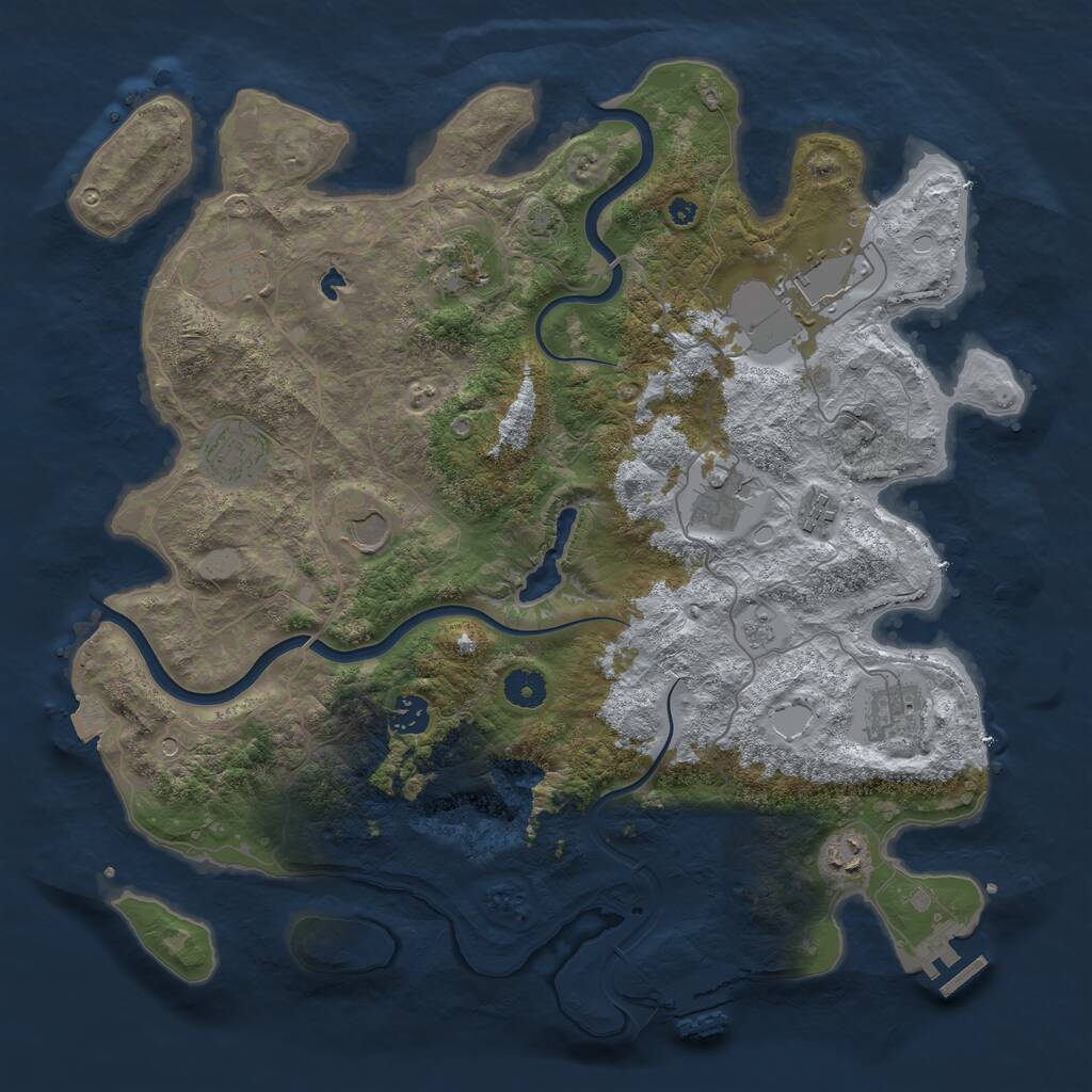 Rust Map: Procedural Map, Size: 4000, Seed: 1550623963, 16 Monuments