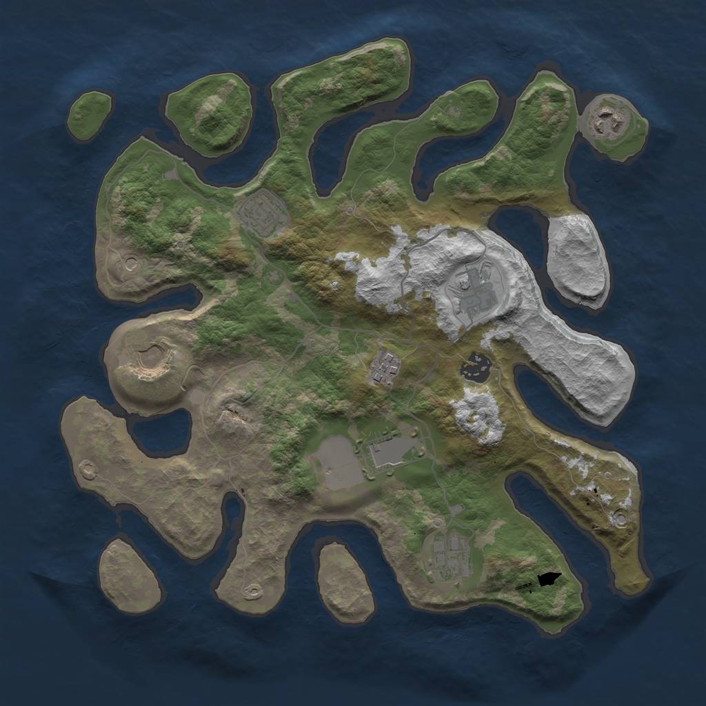 Rust Map: Barren, Size: 3500, Seed: 147, 11 Monuments