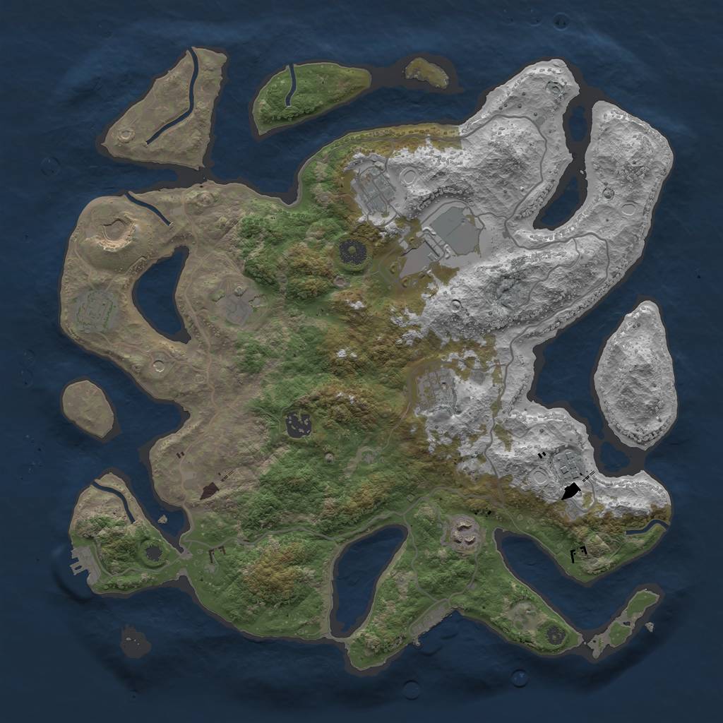 Rust Map: Procedural Map, Size: 4000, Seed: 562321, 17 Monuments