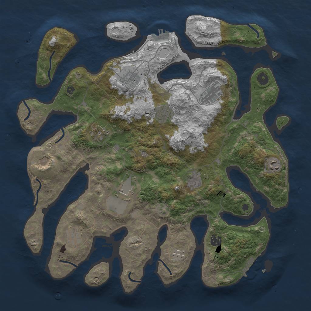 Rust Map: Procedural Map, Size: 4000, Seed: 1371855384, 19 Monuments