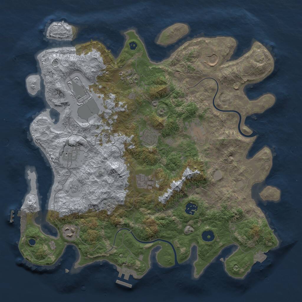 Rust Map: Procedural Map, Size: 3750, Seed: 1096550414, 16 Monuments