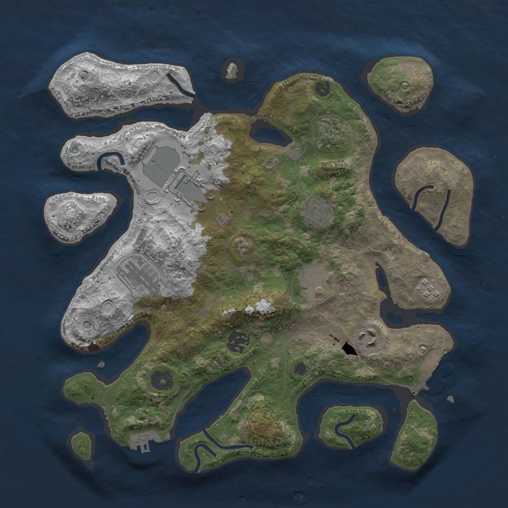 Rust Map: Procedural Map, Size: 3500, Seed: 993987602, 16 Monuments