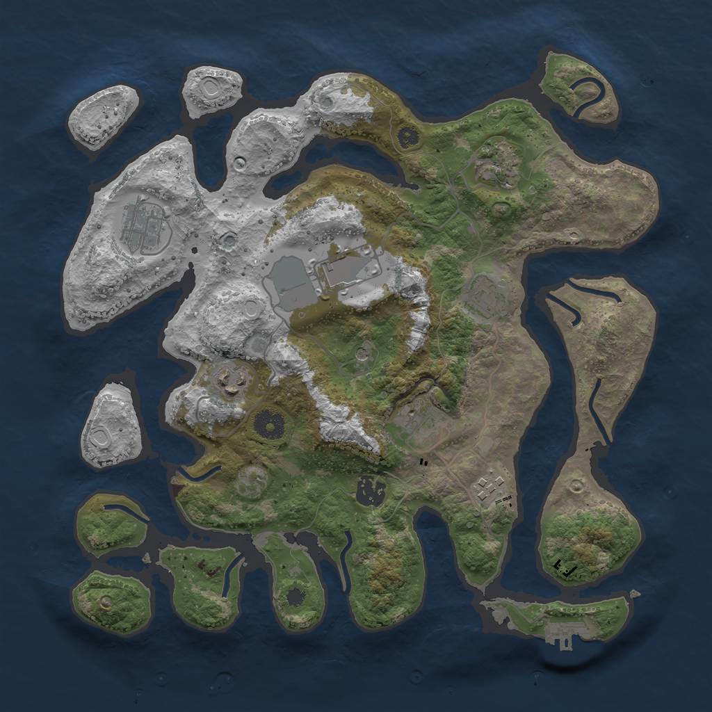 Rust Map: Procedural Map, Size: 3500, Seed: 2128223414, 15 Monuments