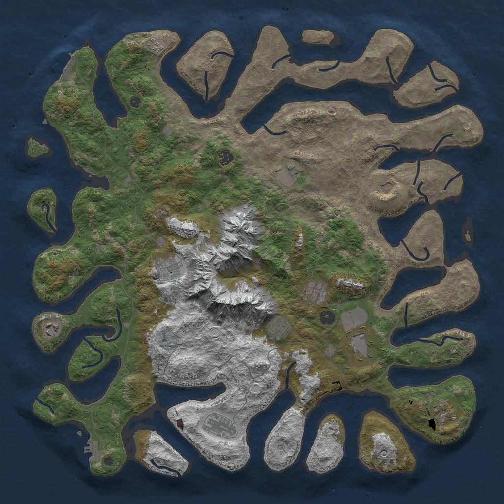 Rust Map: Procedural Map, Size: 5000, Seed: 541621863, 19 Monuments