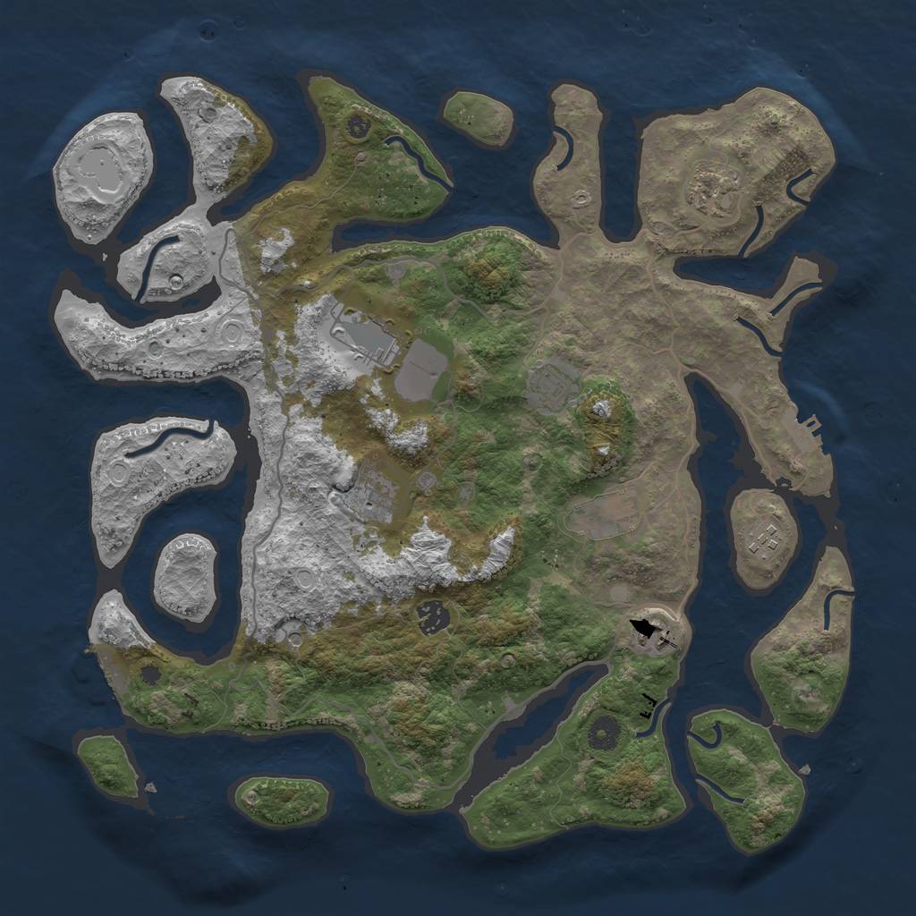 Rust Map: Procedural Map, Size: 4050, Seed: 1593159566, 16 Monuments