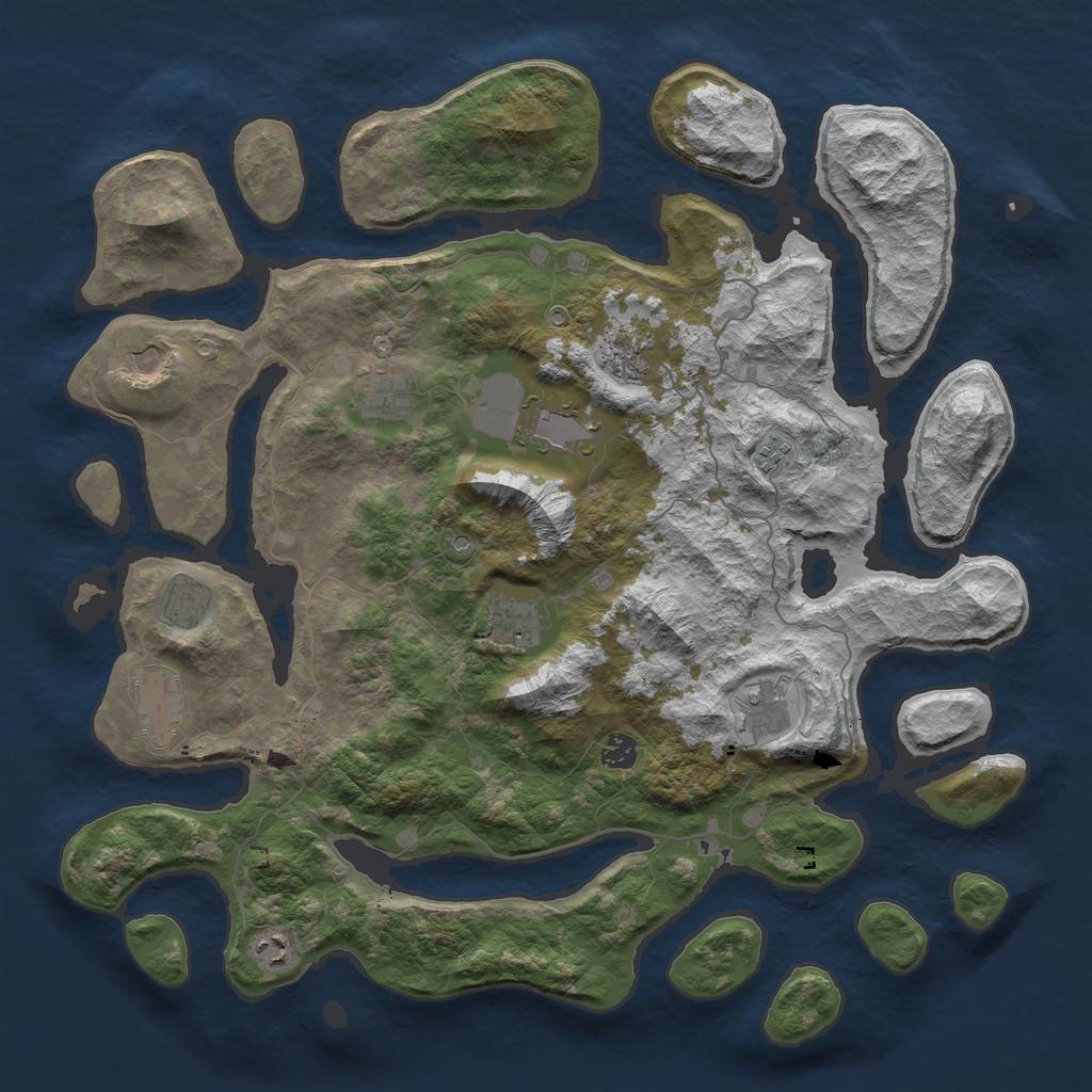 Rust Map: Barren, Size: 4500, Seed: 40511, 14 Monuments