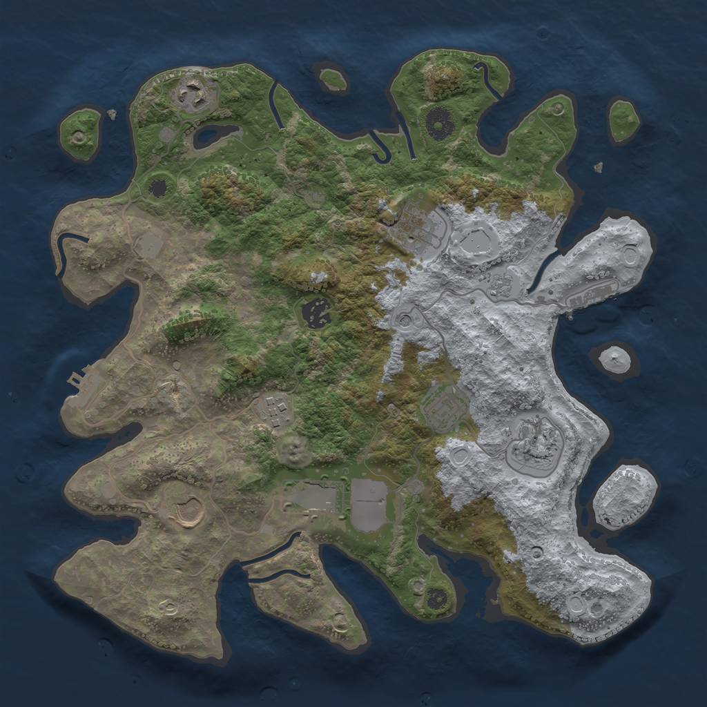 Rust Map: Procedural Map, Size: 3500, Seed: 4021, 15 Monuments