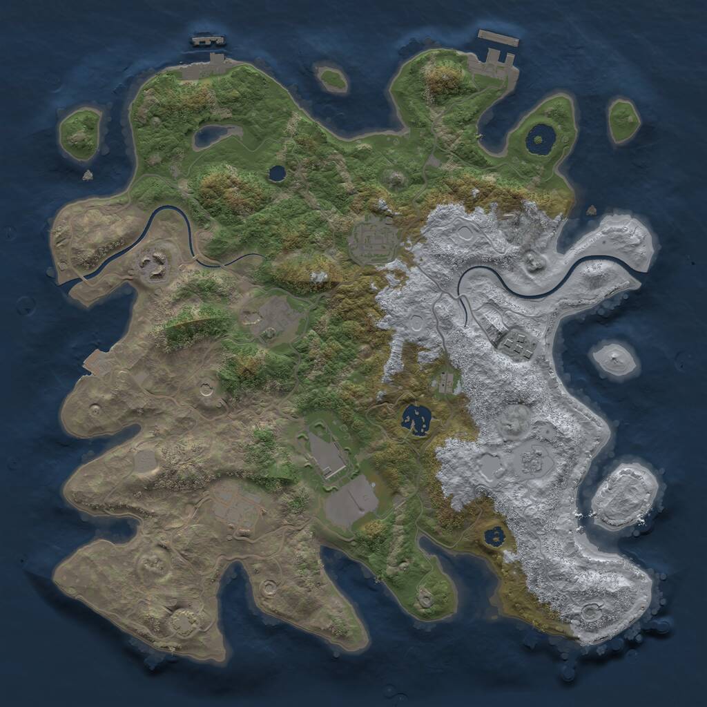 Rust Map: Procedural Map, Size: 3500, Seed: 4021, 13 Monuments