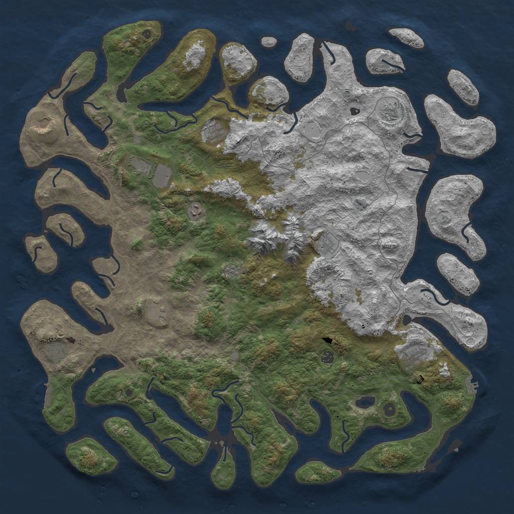 Rust Map: Procedural Map, Size: 6000, Seed: 332, 19 Monuments