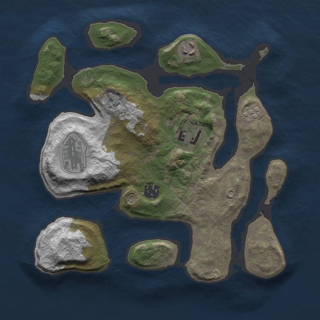 Rust Map: Barren, Size: 3000, Seed: 66, 7 Monuments
