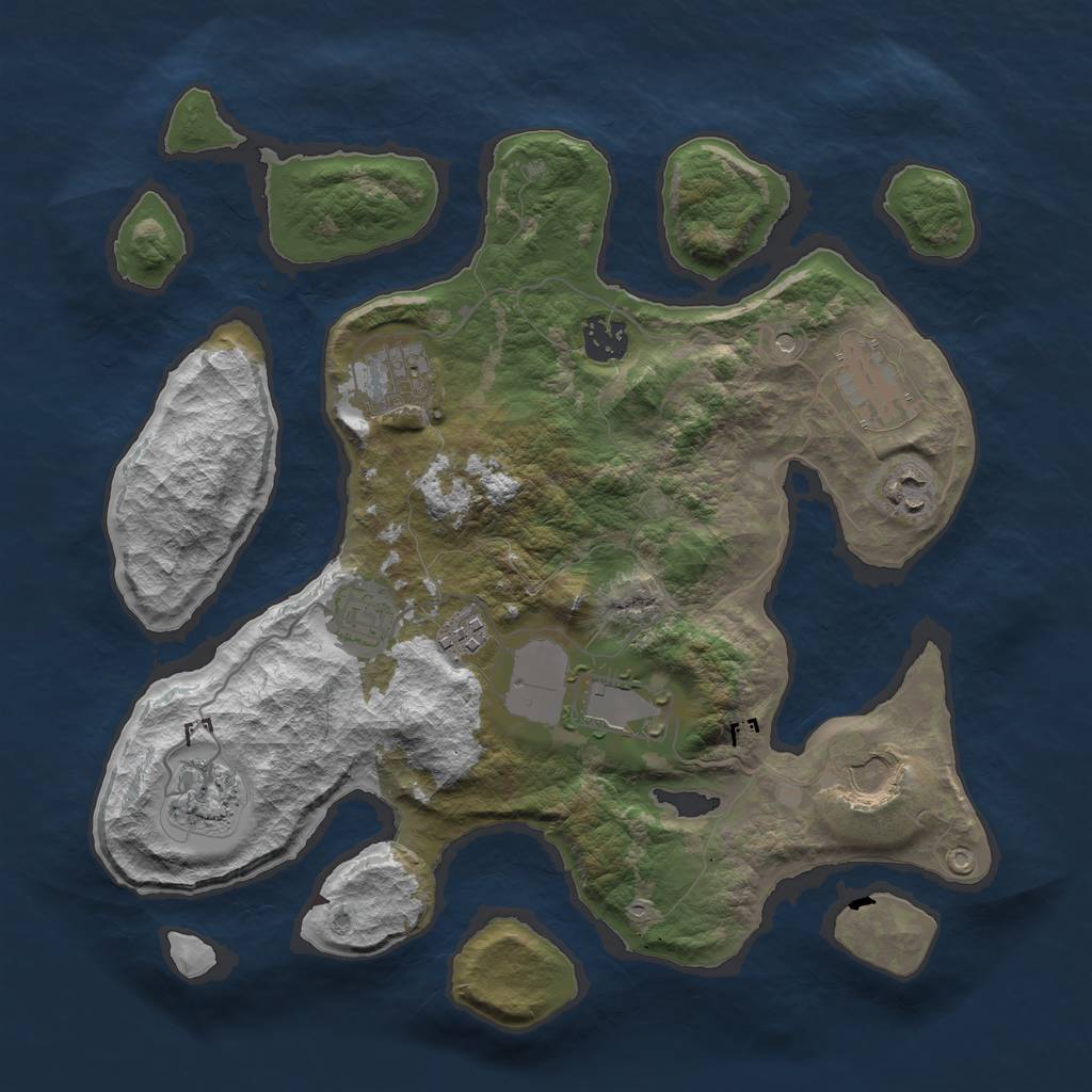 Rust Map: Barren, Size: 3500, Seed: 1007195778, 12 Monuments