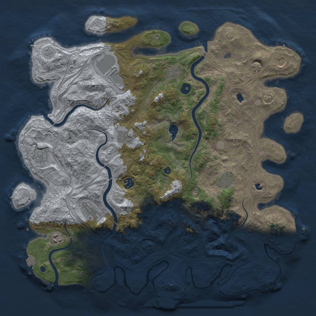 Rust Map: Procedural Map, Size: 4500, Seed: 14080, 16 Monuments
