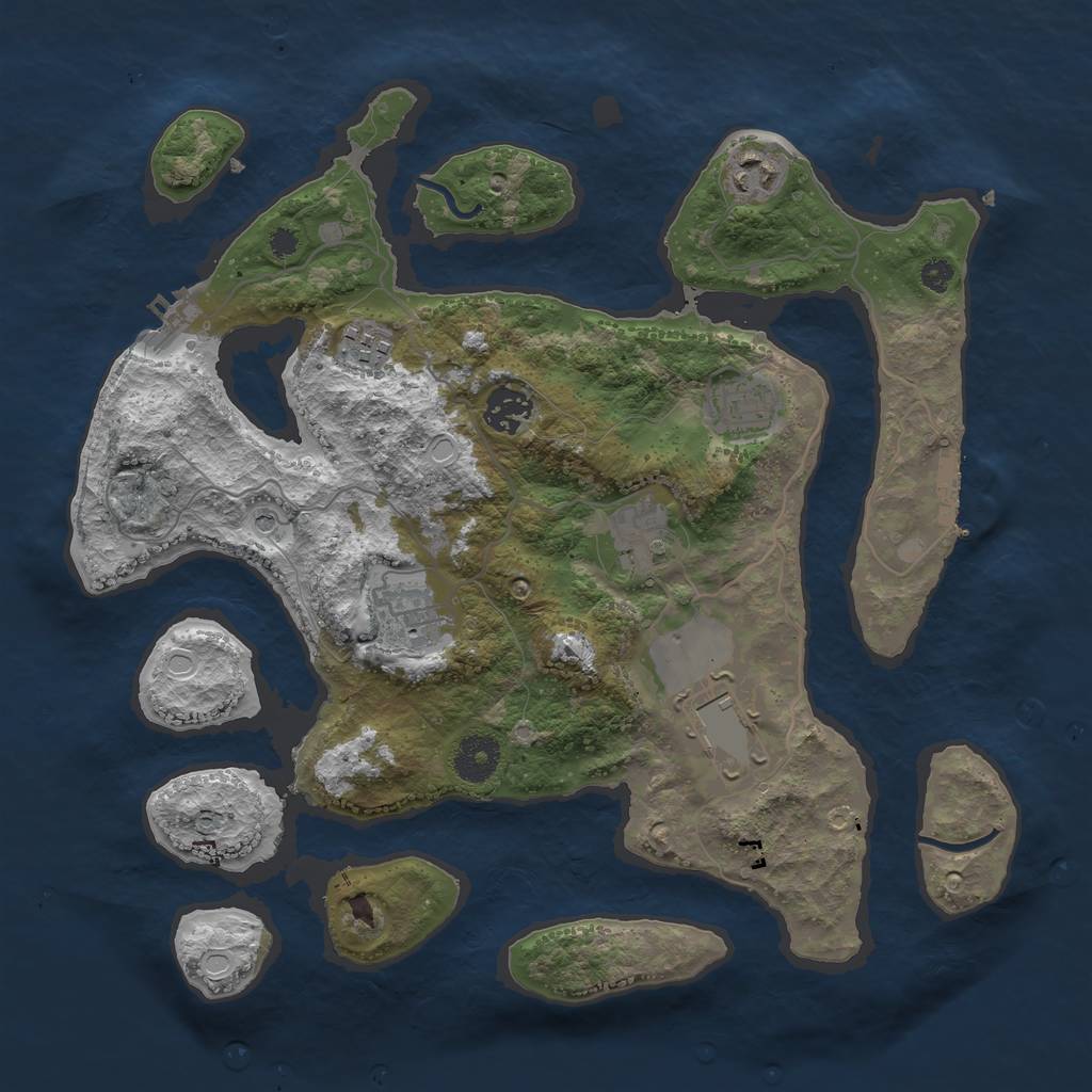 Rust Map: Procedural Map, Size: 3500, Seed: 1808506168, 15 Monuments