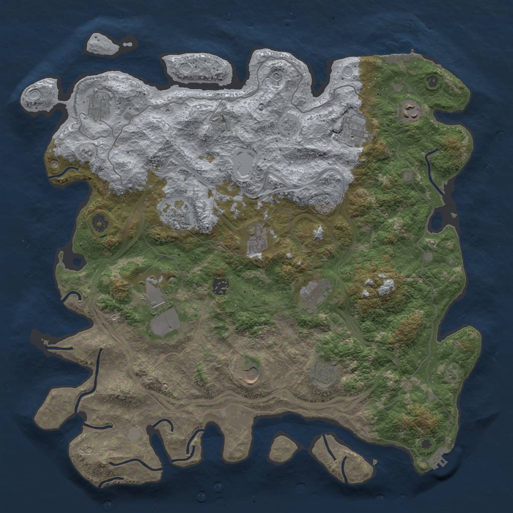Rust Map: Procedural Map, Size: 4500, Seed: 36000555, 18 Monuments