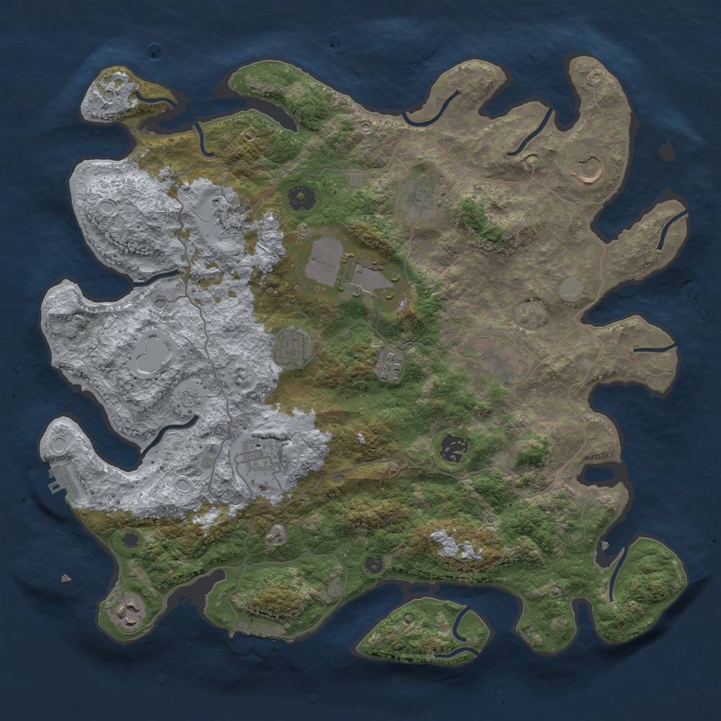 Rust Map: Procedural Map, Size: 4000, Seed: 3545648, 17 Monuments