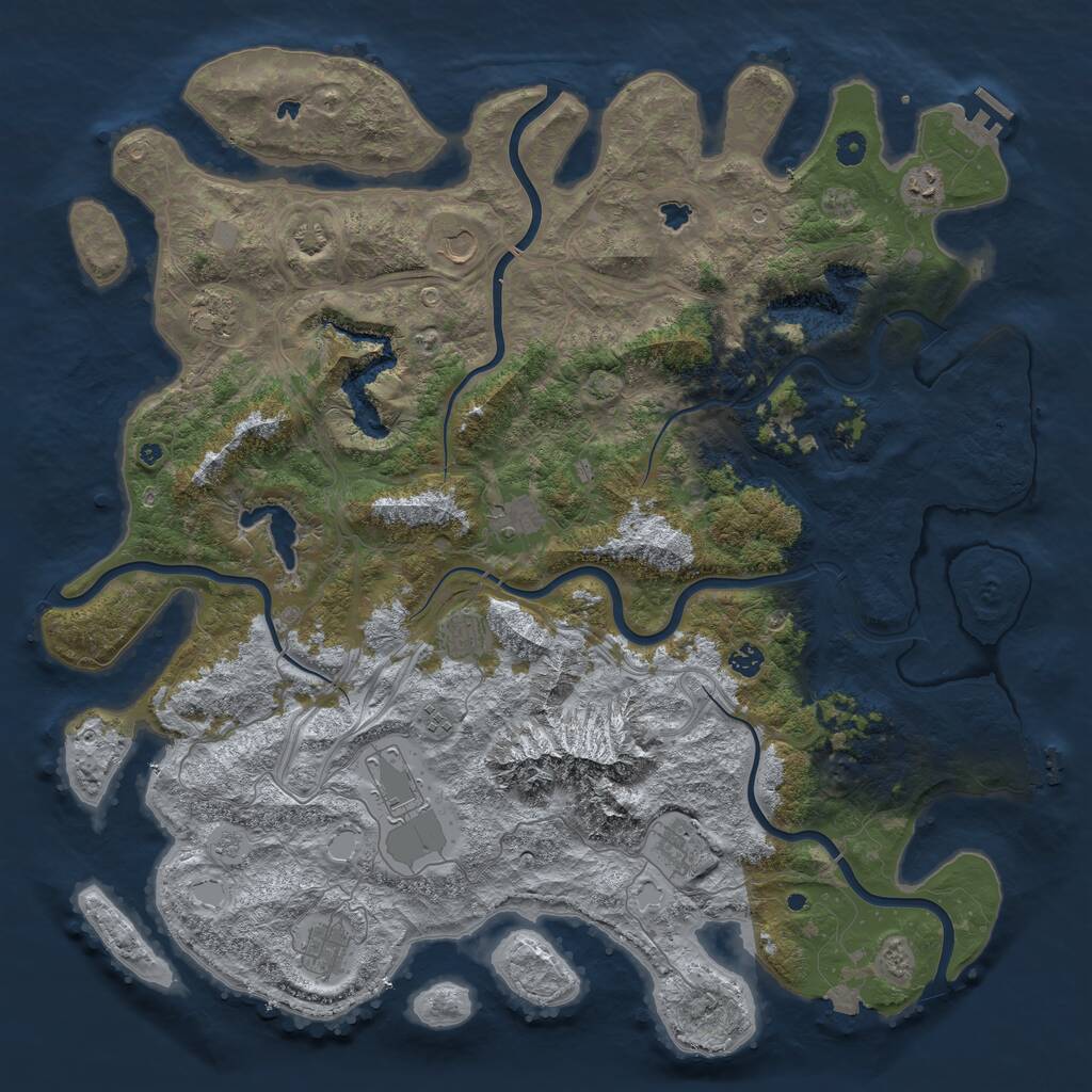 Rust Map: Procedural Map, Size: 5000, Seed: 1341515371, 16 Monuments