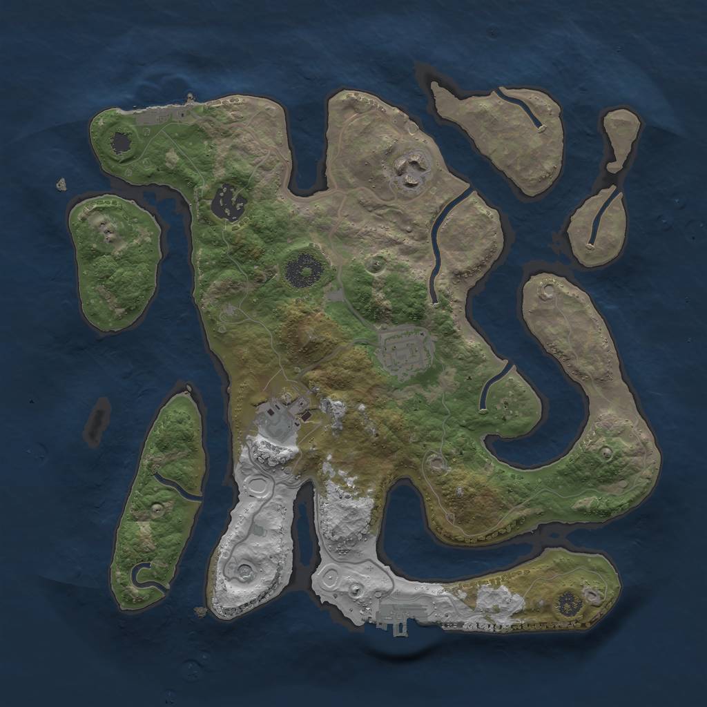 Rust Map: Procedural Map, Size: 3000, Seed: 1026769275, 12 Monuments