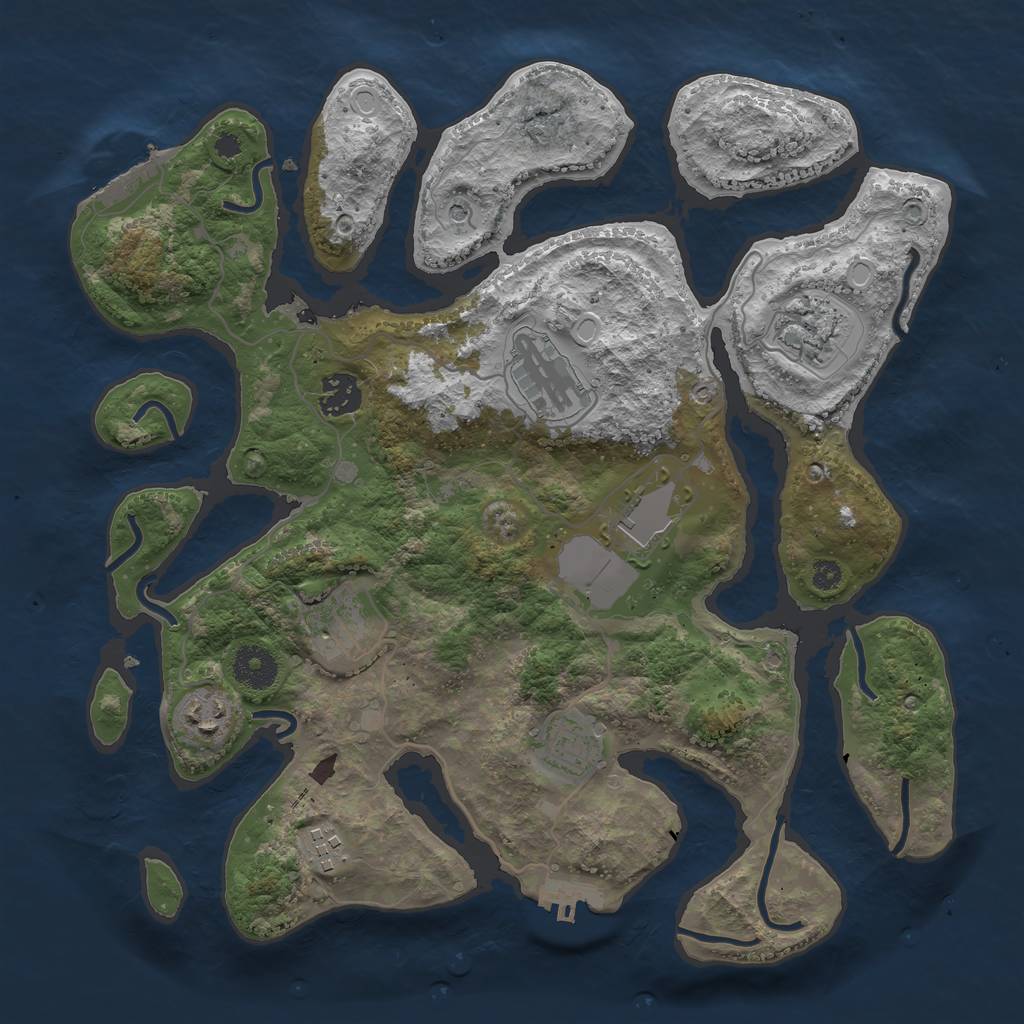 Rust Map: Procedural Map, Size: 3500, Seed: 728693463, 16 Monuments