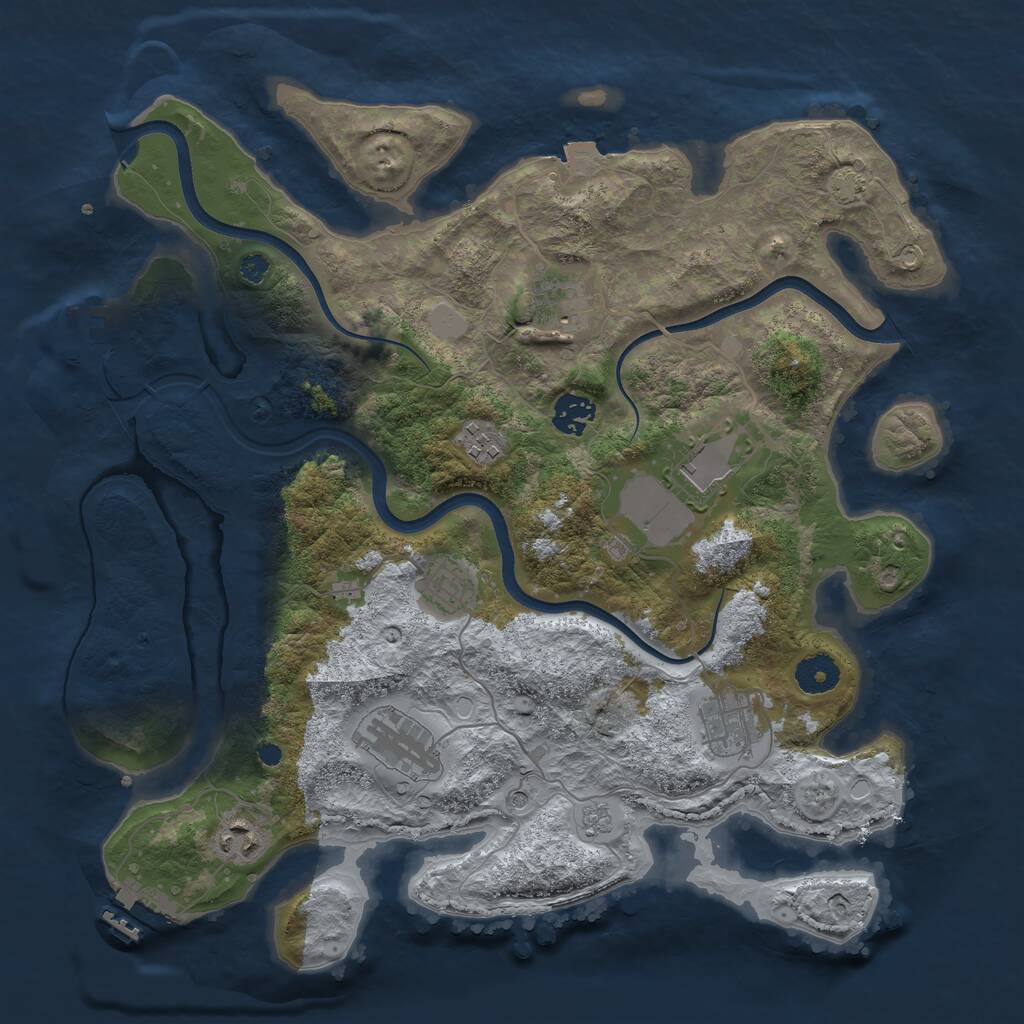 Rust Map: Procedural Map, Size: 3700, Seed: 12342, 14 Monuments