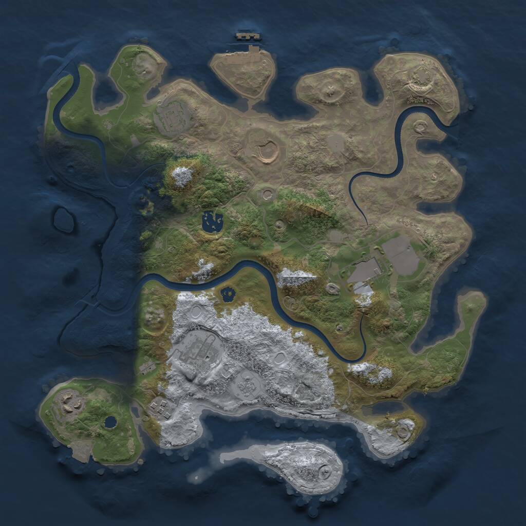 Rust Map: Procedural Map, Size: 3500, Seed: 1674660180, 12 Monuments