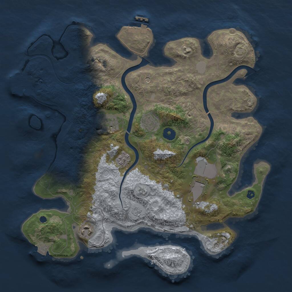 Rust Map: Procedural Map, Size: 3500, Seed: 1674660180, 11 Monuments