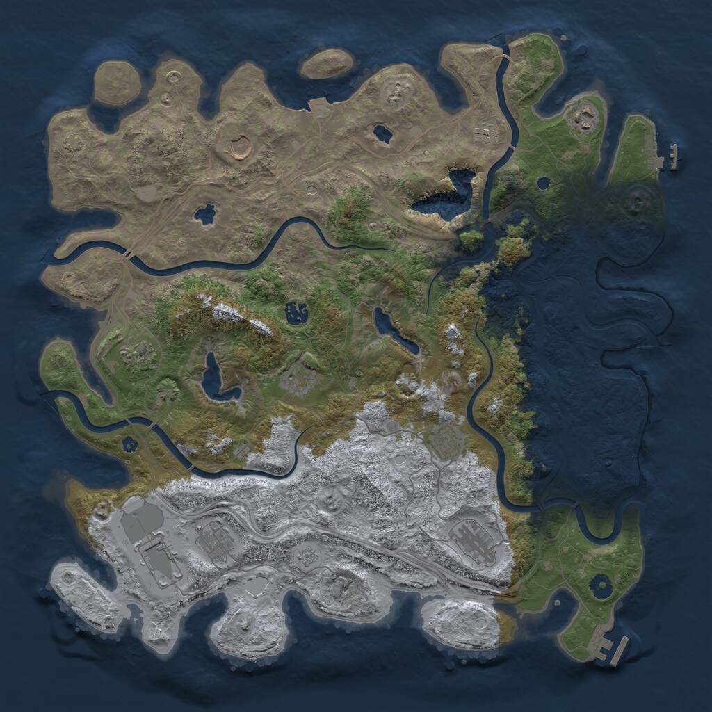 Rust Map: Procedural Map, Size: 4500, Seed: 119806251, 16 Monuments