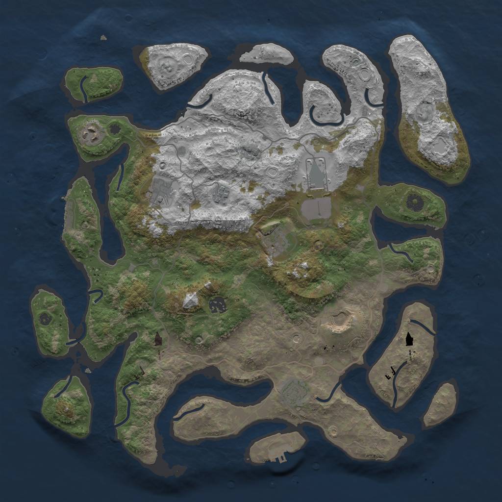 Rust Map: Procedural Map, Size: 4300, Seed: 7242084, 16 Monuments