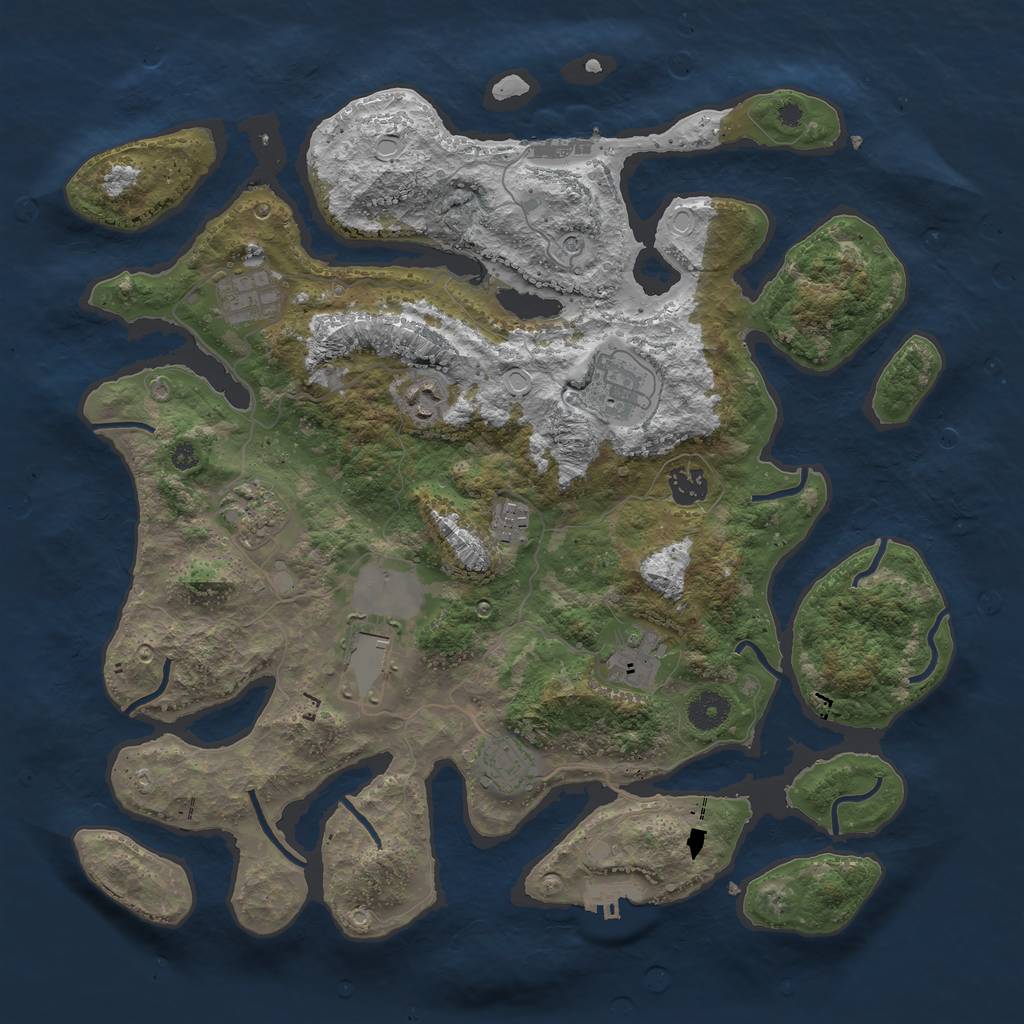 Rust Map: Procedural Map, Size: 3900, Seed: 878021, 17 Monuments