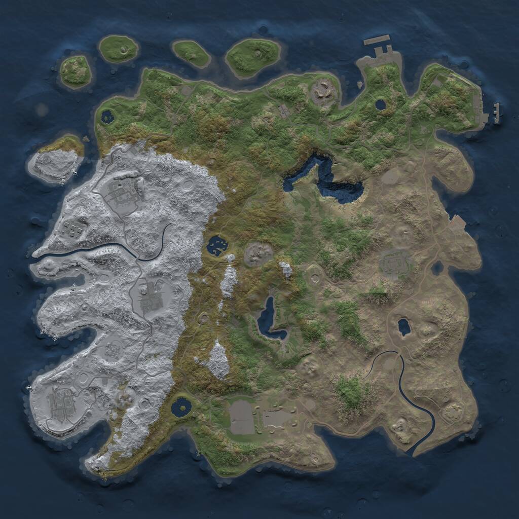 Rust Map: Procedural Map, Size: 4000, Seed: 532841822, 14 Monuments