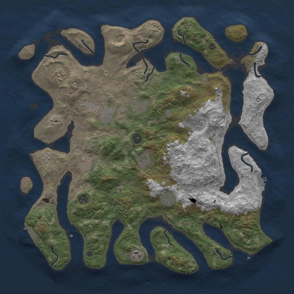 Rust Map: Procedural Map, Size: 4500, Seed: 1828886398, 19 Monuments