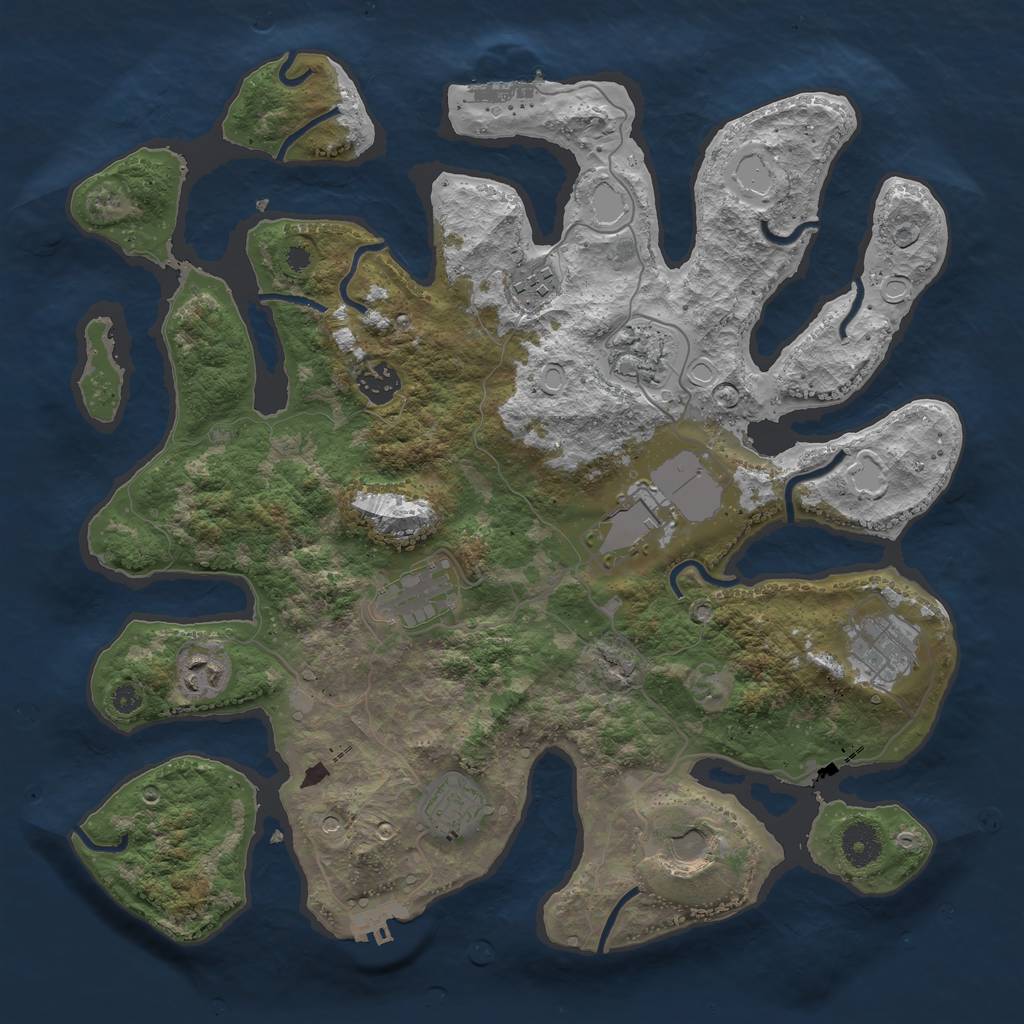Rust Map: Procedural Map, Size: 3750, Seed: 1235539177, 17 Monuments