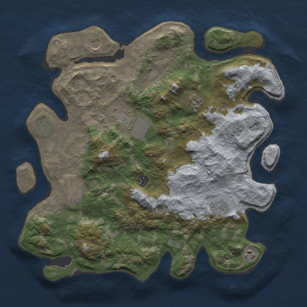 Rust Map: Barren, Size: 4000, Seed: 5614, 12 Monuments