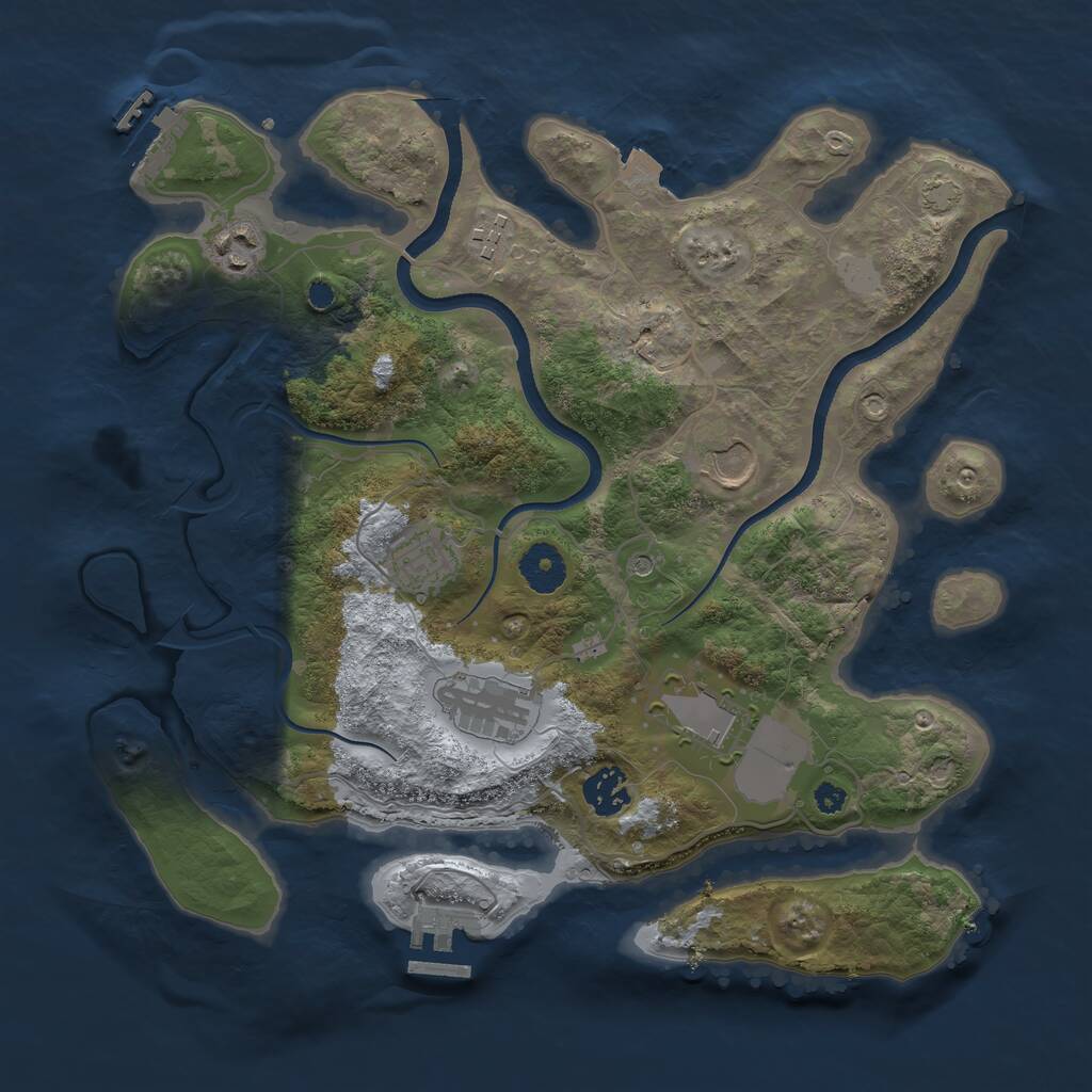 Rust Map: Procedural Map, Size: 3500, Seed: 332495806, 12 Monuments