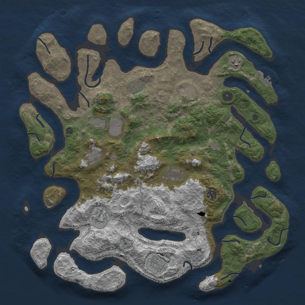 Rust Map: Procedural Map, Size: 4500, Seed: 1689793773, 17 Monuments
