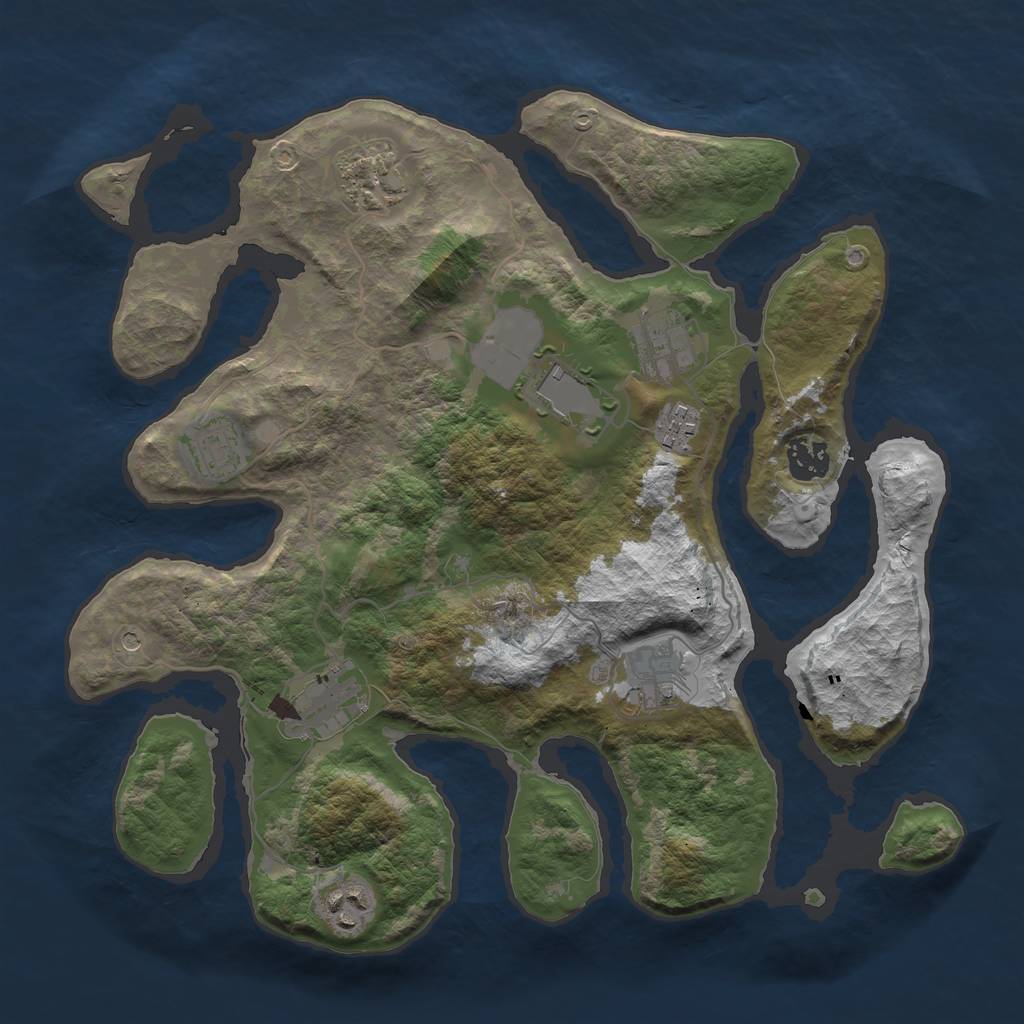 Rust Map: Barren, Size: 3500, Seed: 450327002, 12 Monuments
