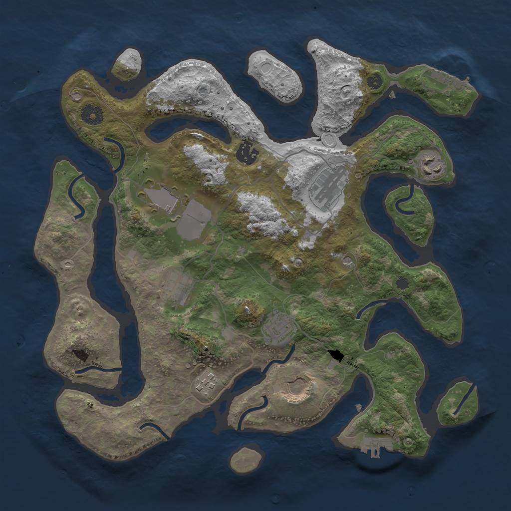 Rust Map: Procedural Map, Size: 3500, Seed: 647757186, 16 Monuments