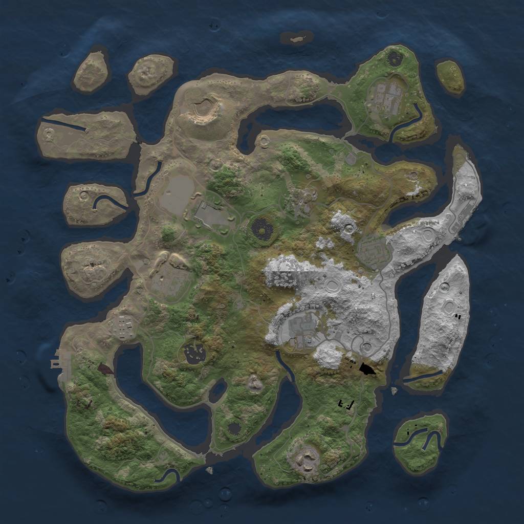 Rust Map: Procedural Map, Size: 3600, Seed: 1795009879, 18 Monuments