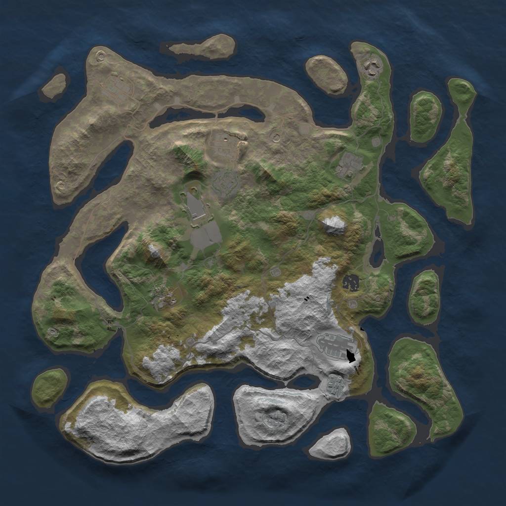 Rust Map: Barren, Size: 4300, Seed: 41577, 13 Monuments
