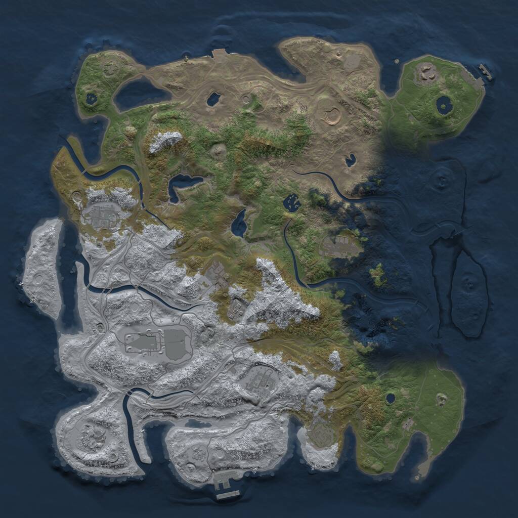Rust Map: Procedural Map, Size: 4500, Seed: 140511, 17 Monuments