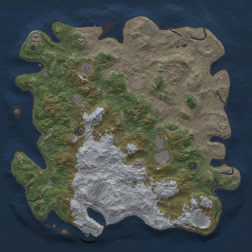 Rust Map: Procedural Map, Size: 4500, Seed: 222991155, 18 Monuments