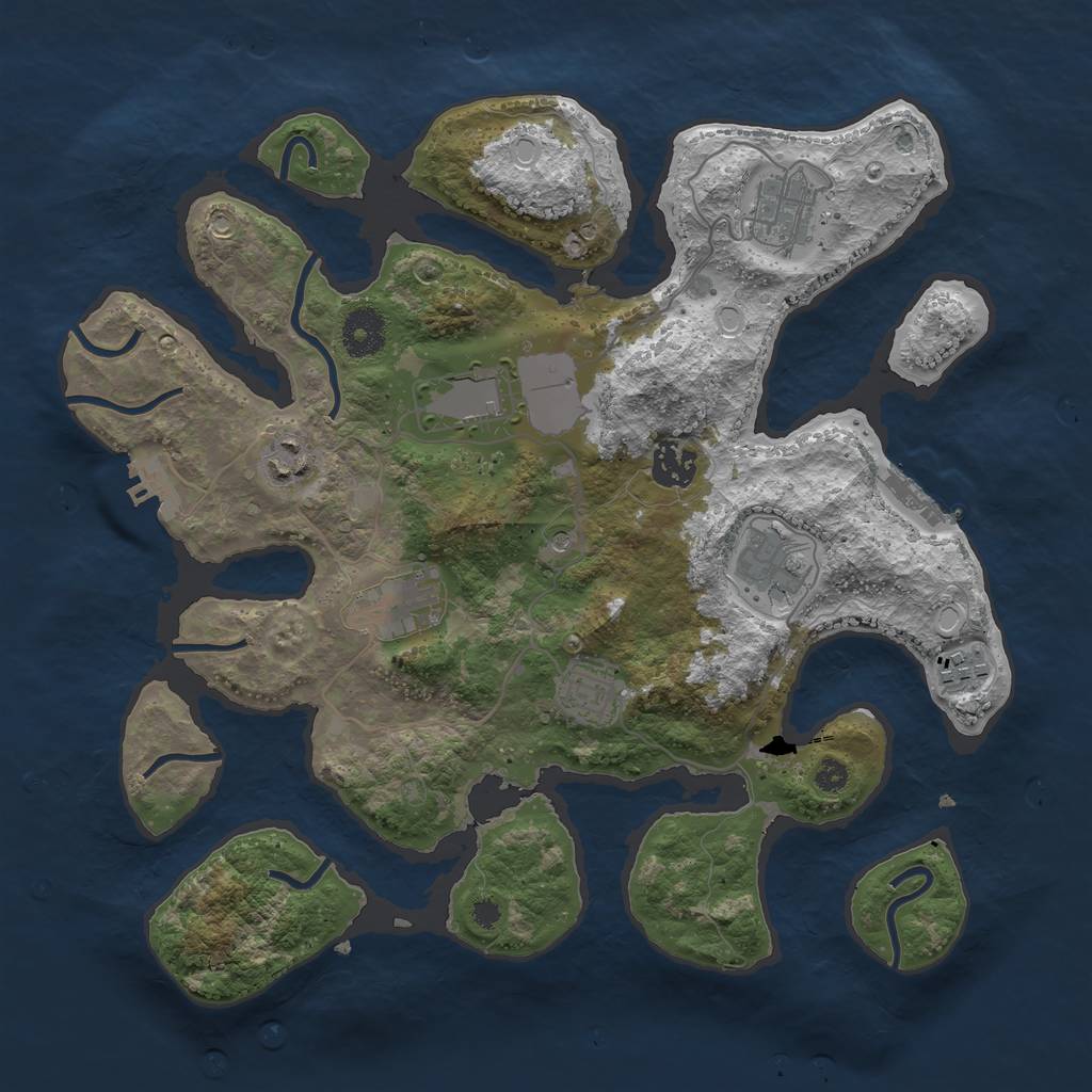 Rust Map: Procedural Map, Size: 3500, Seed: 91402983, 16 Monuments