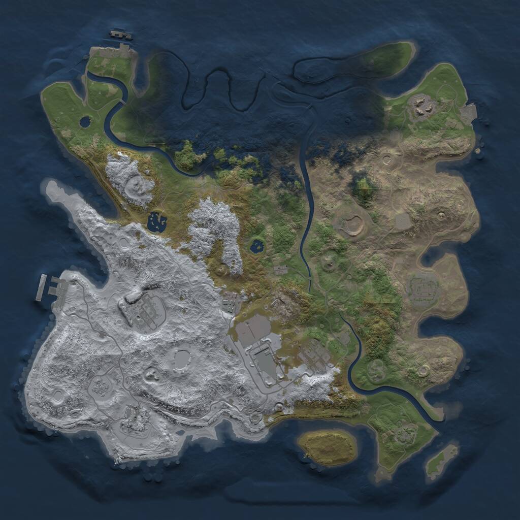 Rust Map: Procedural Map, Size: 3850, Seed: 662585737, 15 Monuments