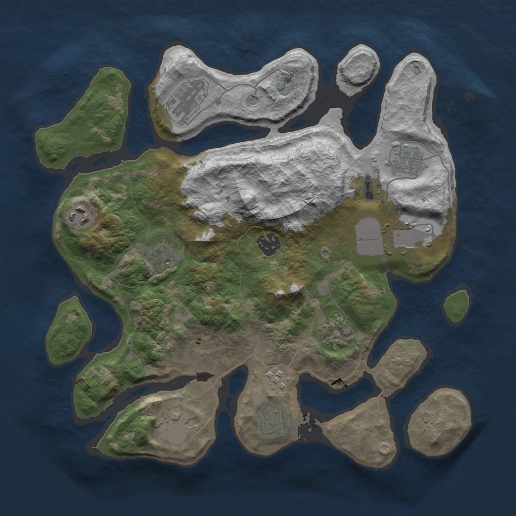 Rust Map: Barren, Size: 3500, Seed: 1269284861, 13 Monuments