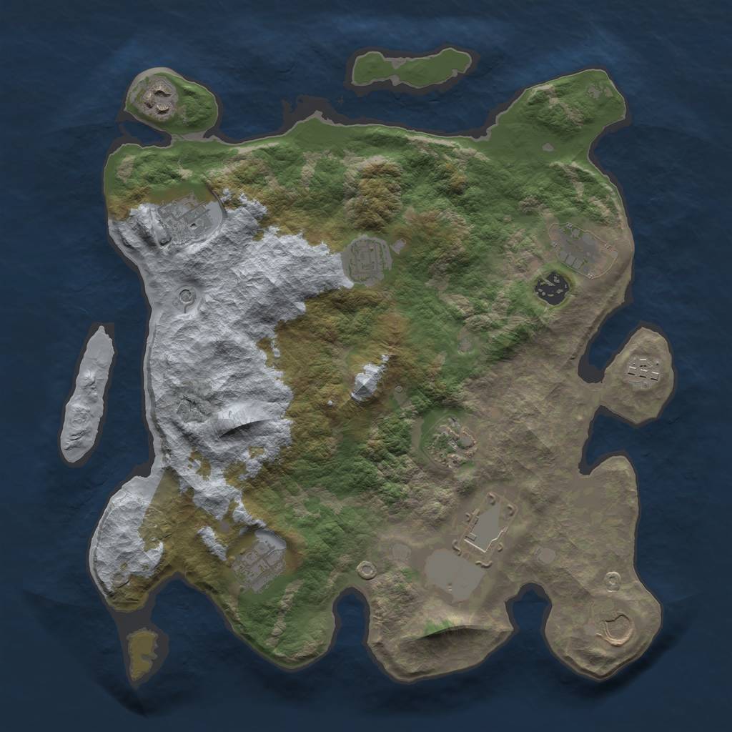 Rust Map: Barren, Size: 3500, Seed: 511897317, 13 Monuments