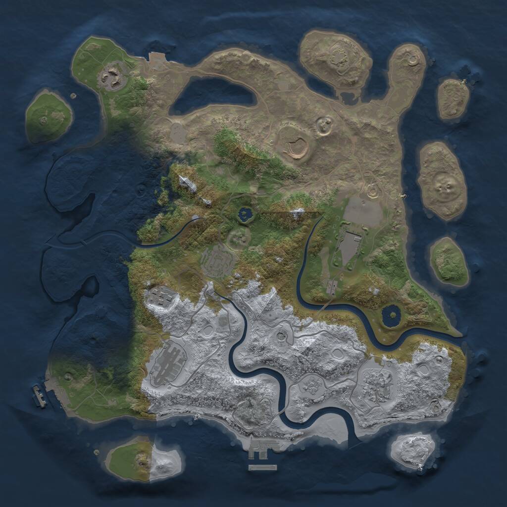 Rust Map: Procedural Map, Size: 3600, Seed: 516584, 13 Monuments