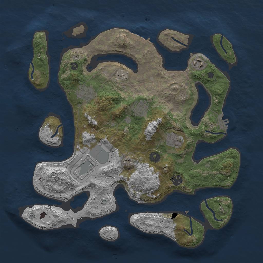 Rust Map: Procedural Map, Size: 3600, Seed: 1392974139, 15 Monuments