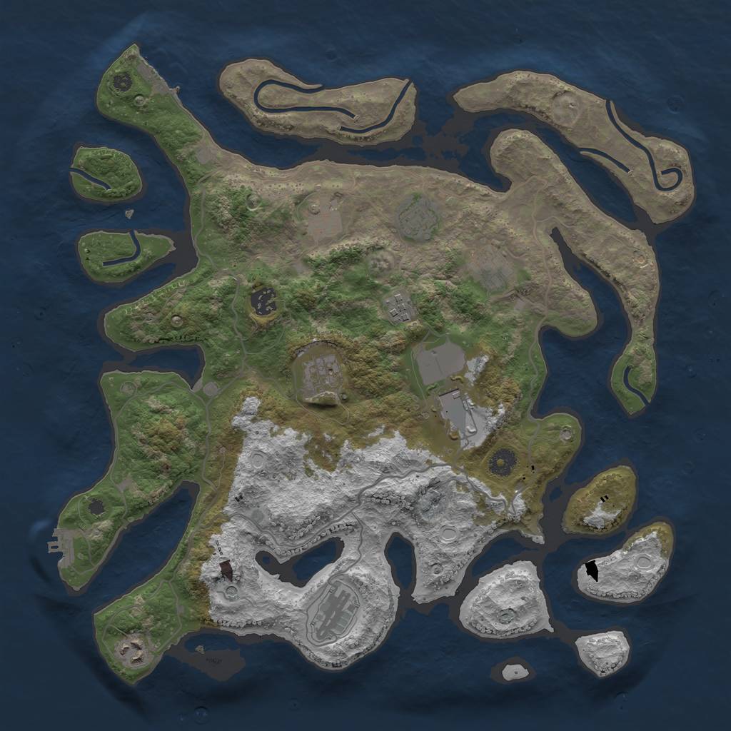 Rust Map: Procedural Map, Size: 4000, Seed: 668686331, 17 Monuments