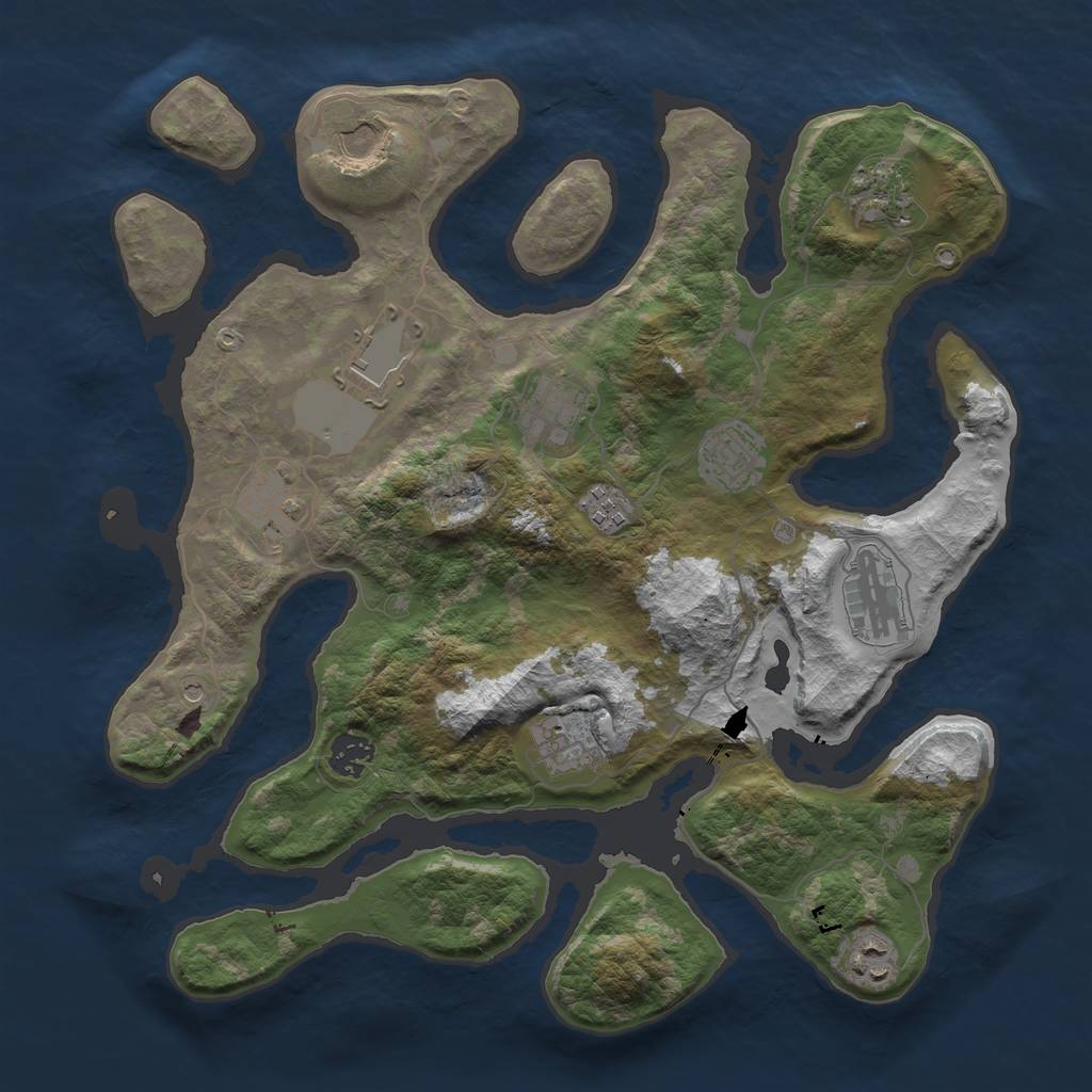 Rust Map: Barren, Size: 3700, Seed: 1772400625, 14 Monuments