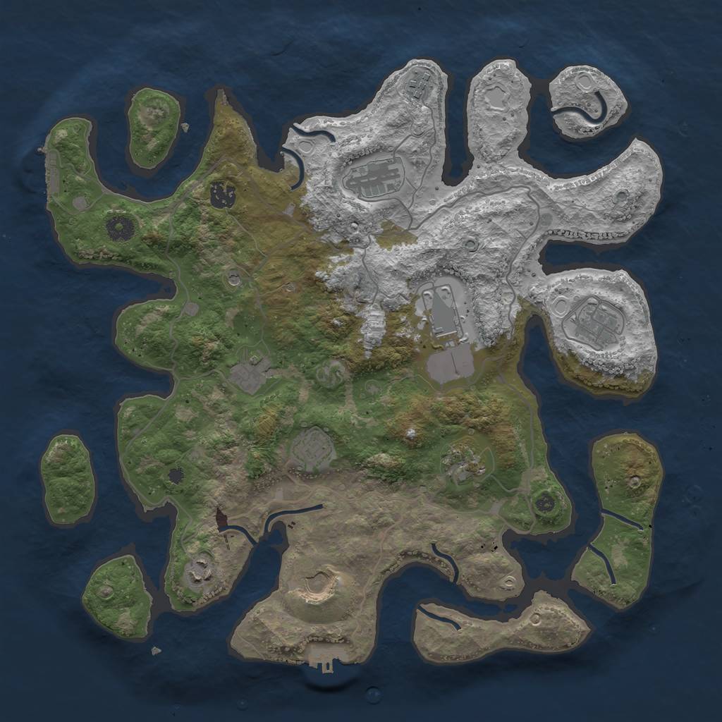 Rust Map: Procedural Map, Size: 4000, Seed: 434373473, 18 Monuments