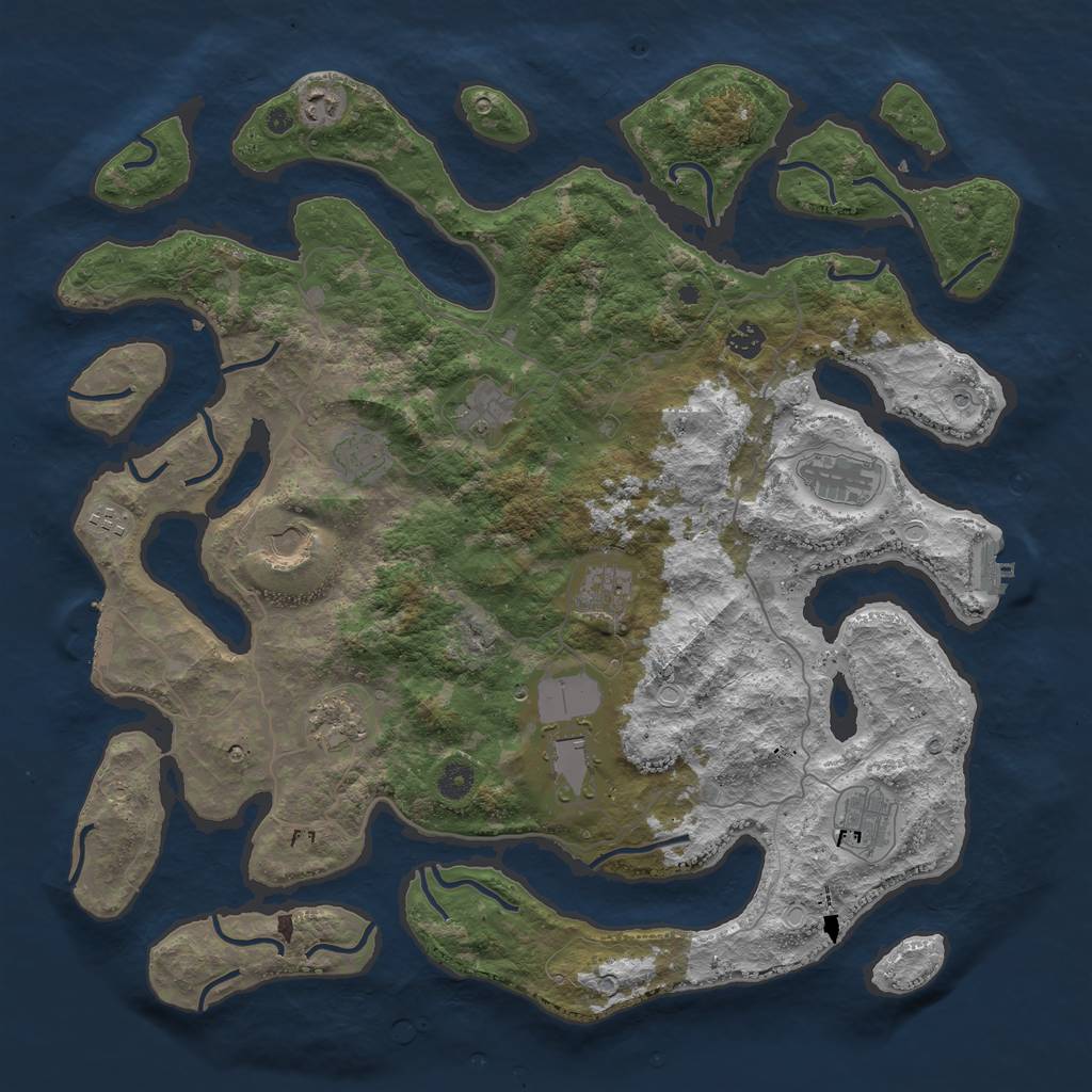 Rust Map: Procedural Map, Size: 4500, Seed: 37467, 19 Monuments